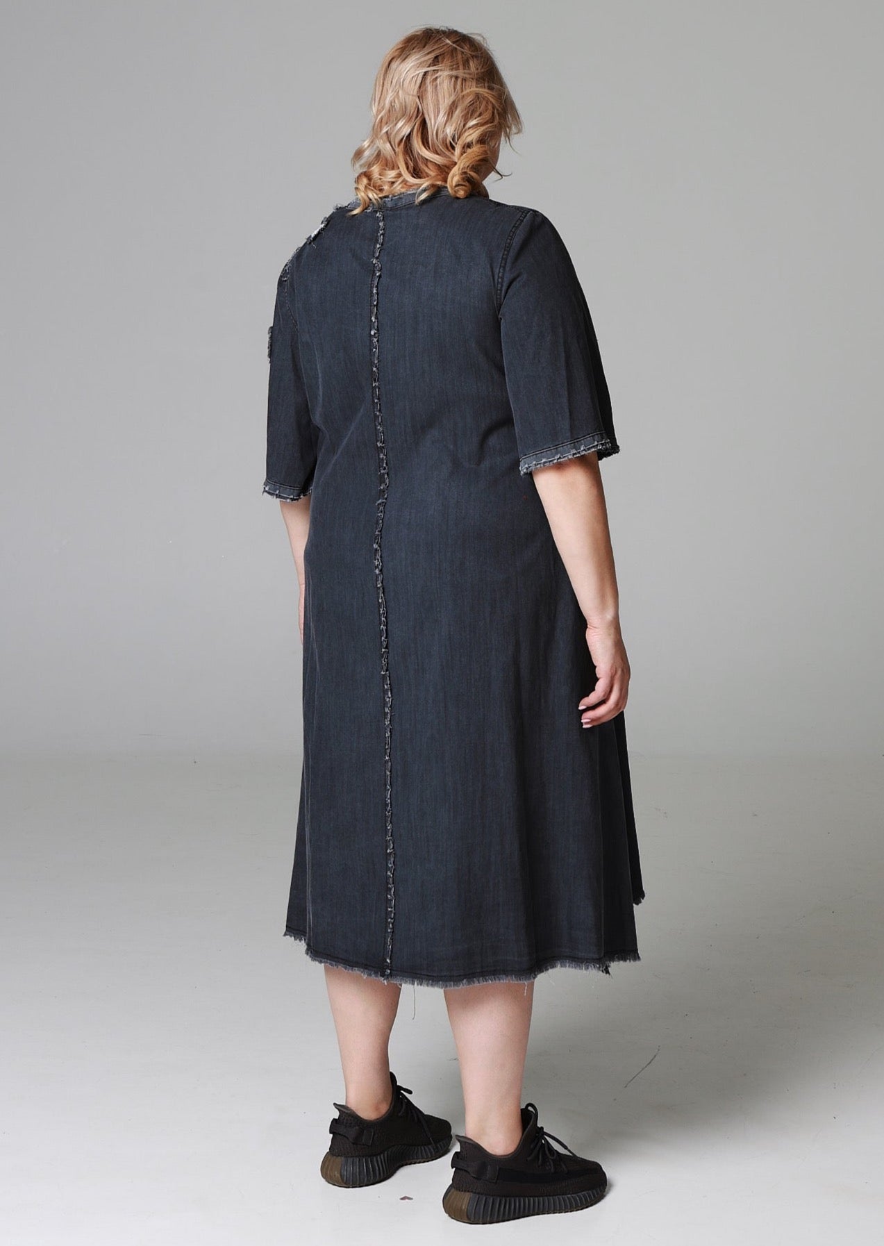 Платье Джинсовое с цветочным принтом